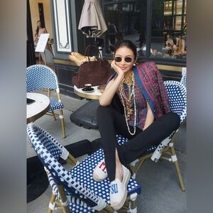 Elegant Bouclé Tweed Jacket with Denim Trim – Parisian Chic Structured Blazer